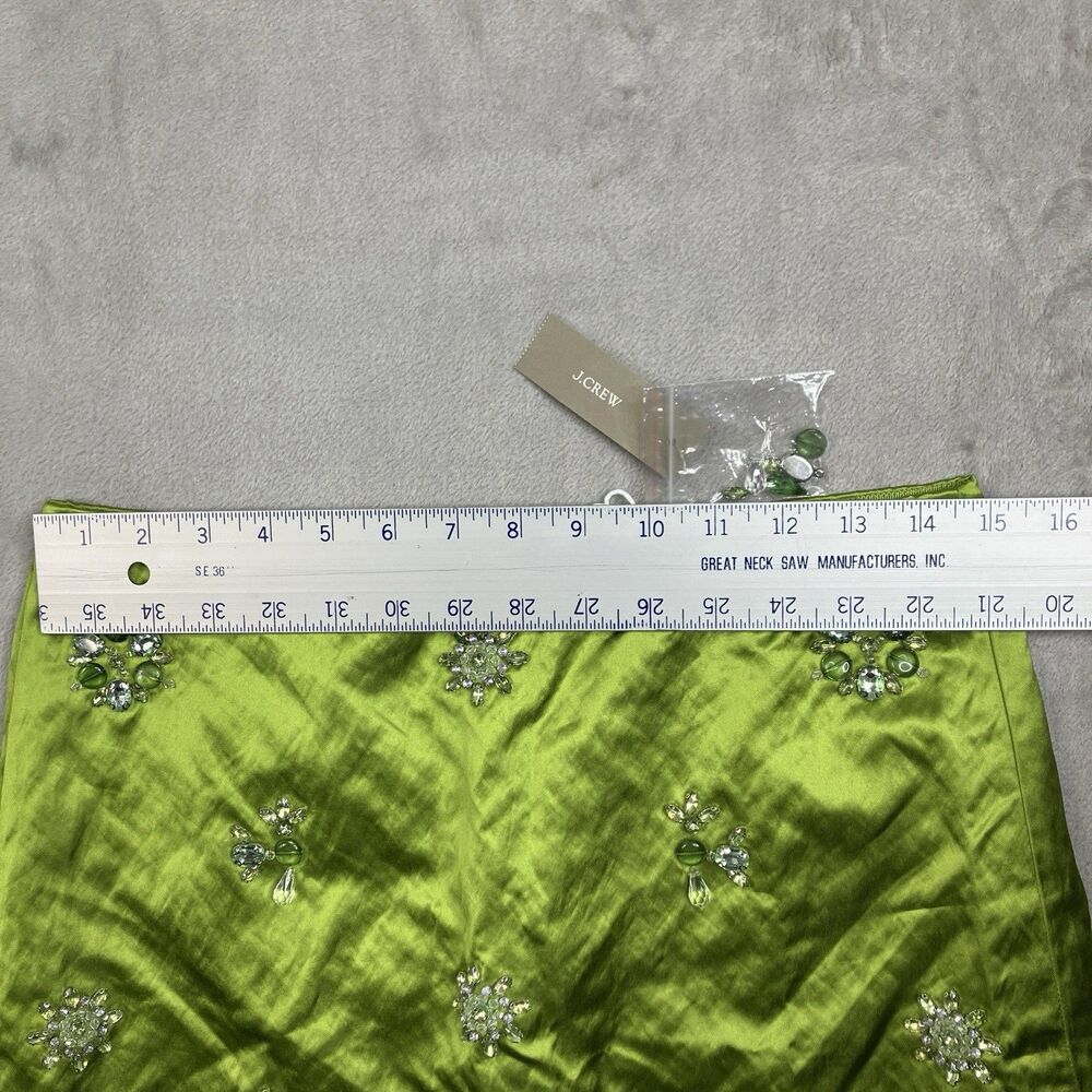 J Crew Collection Green Crystal Embellished Mini Skirt Satin Fairfax Womens 2 - Picture 6 of 9